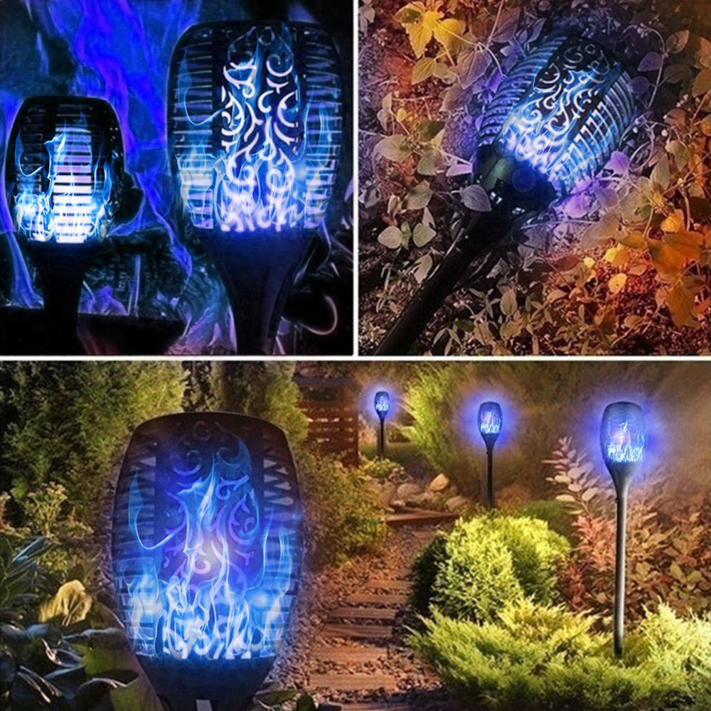 Set of 2 Solar Torch Lights with Flickering Flame Effect
