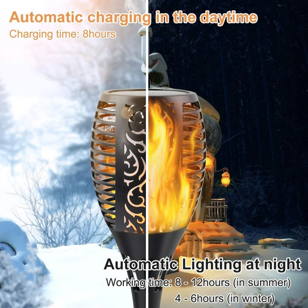 Set of 2 Solar Torch Lights with Flickering Flame Effect