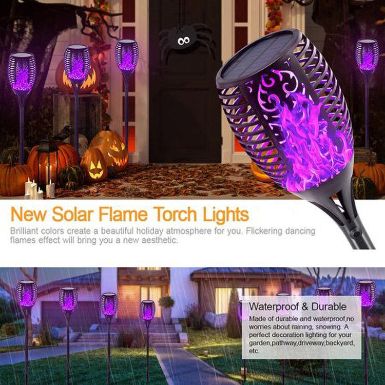 Set of 2 Solar Torch Lights with Flickering Flame Effect