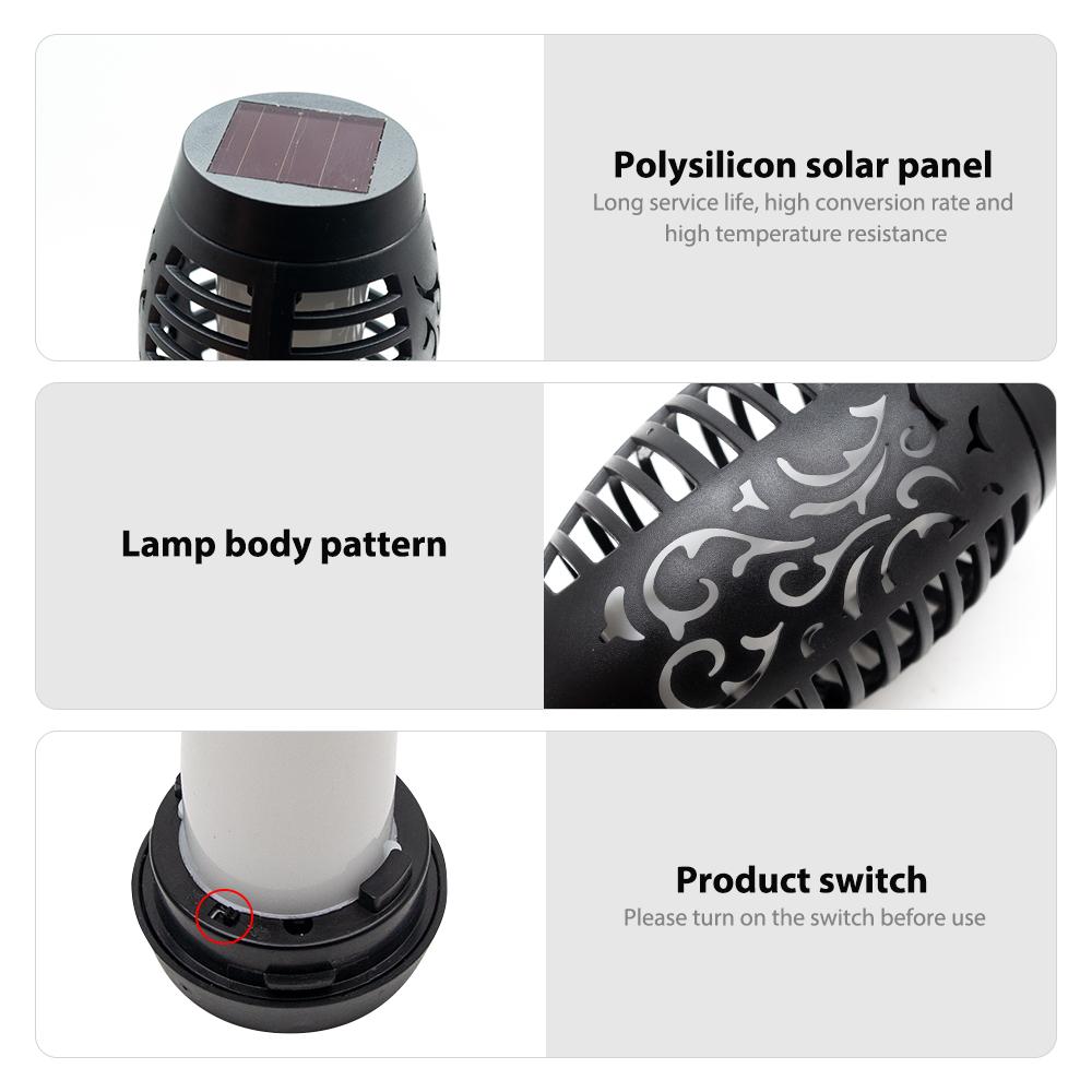 Set of 2 Solar Torch Lights with Flickering Flame Effect