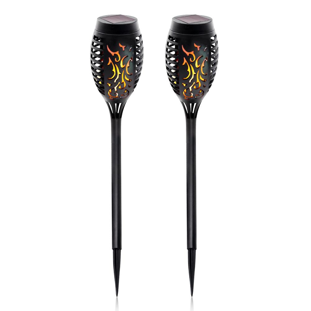 Set of 2 Solar Torch Lights with Flickering Flame Effect