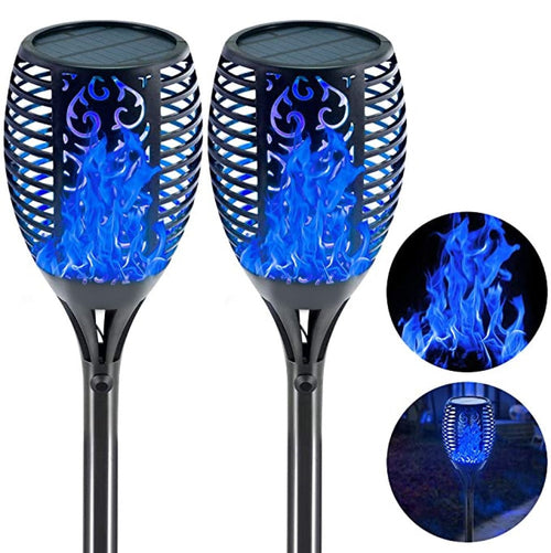 Set of 2 Solar Torch Lights with Flickering Flame Effect