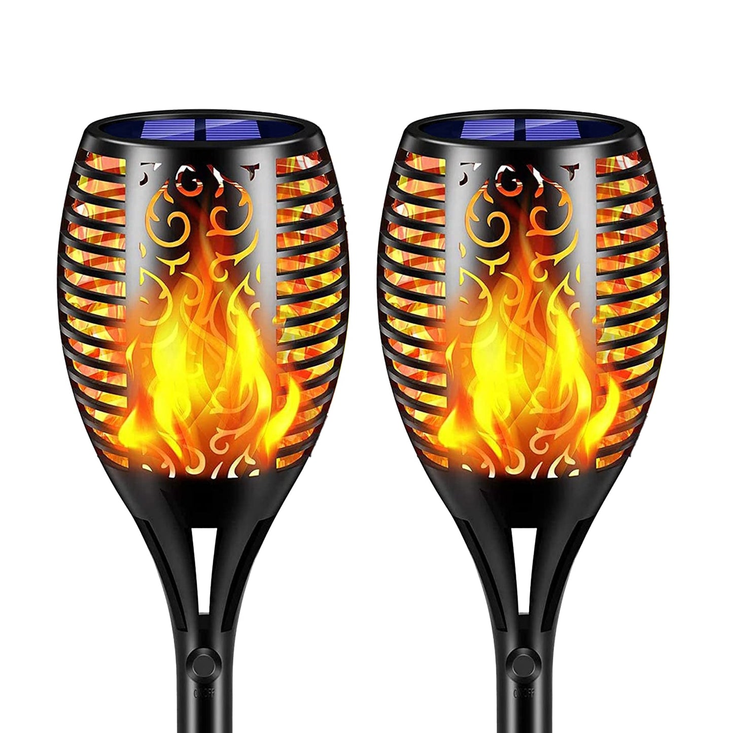 Set of 2 Solar Torch Lights with Flickering Flame Effect