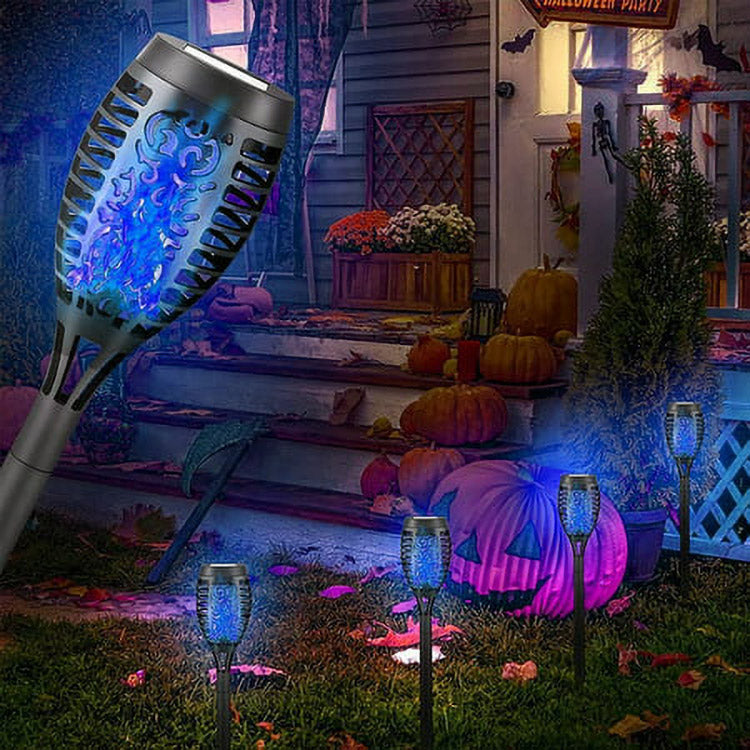 Set of 2 Solar Torch Lights with Flickering Flame Effect