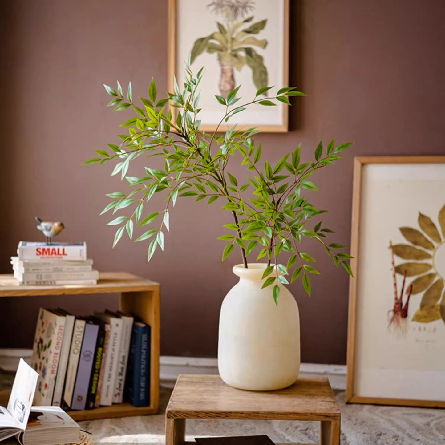 Green Nandina Leaf Stem Artificial Foliage