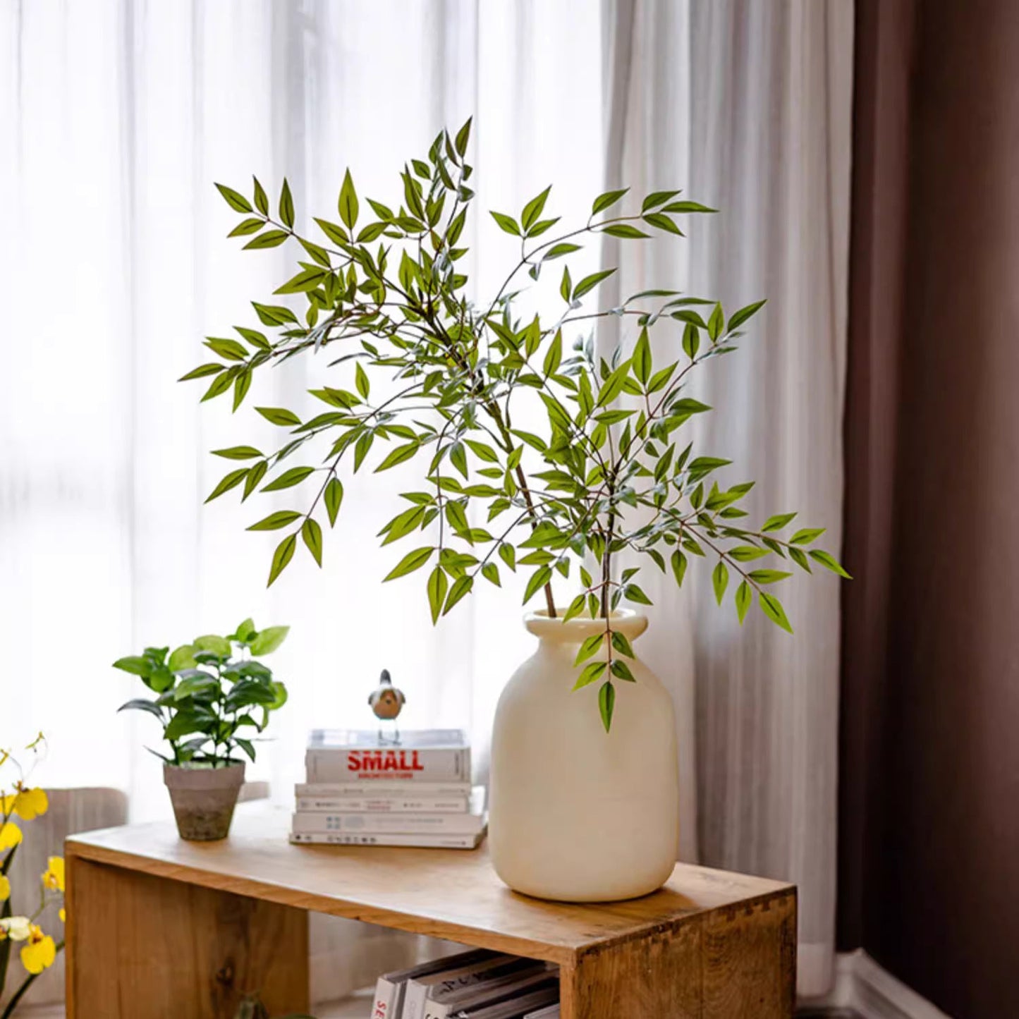 Green Nandina Leaf Stem Artificial Foliage