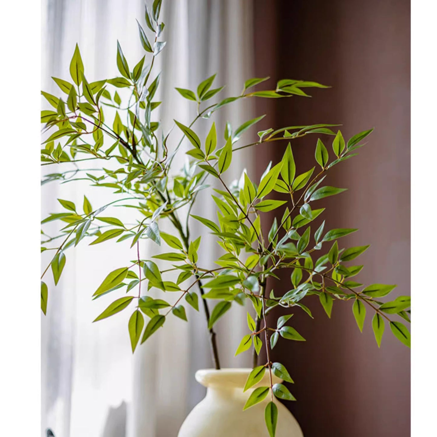 Green Nandina Leaf Stem Artificial Foliage