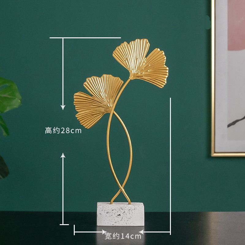 Nordic Marble-Base Ginkgo Leaf Metal Ornament