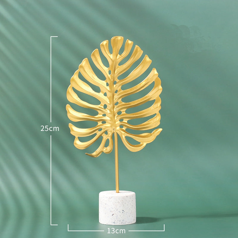 Nordic Marble-Base Ginkgo Leaf Metal Ornament