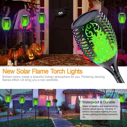 Set of 2 Solar Torch Lights with Flickering Flame Effect