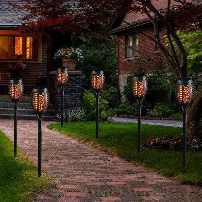 Set of 2 Solar Torch Lights with Flickering Flame Effect