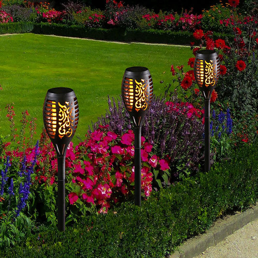 Set of 2 Solar Torch Lights with Flickering Flame Effect
