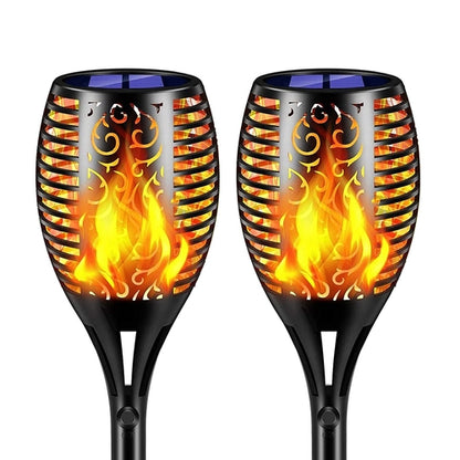 Set of 2 Solar Torch Lights with Flickering Flame Effect