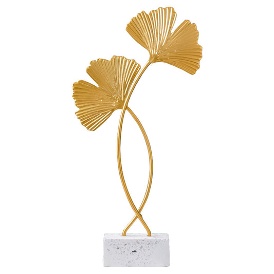 Nordic Marble-Base Ginkgo Leaf Metal Ornament