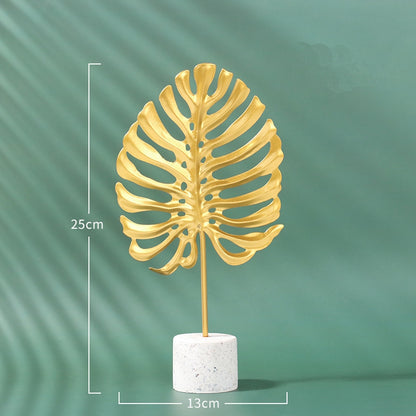 Nordic Marble-Base Ginkgo Leaf Metal Ornament